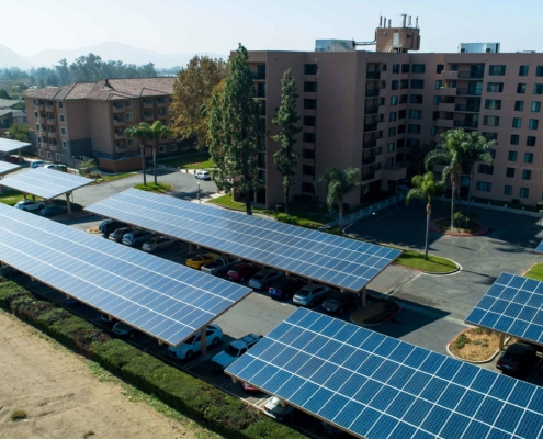 solar carport outside of apartment complex